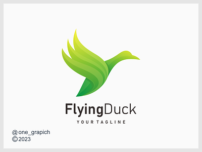 Flying Duck Logo Design animal company design duck flying green illustration logo