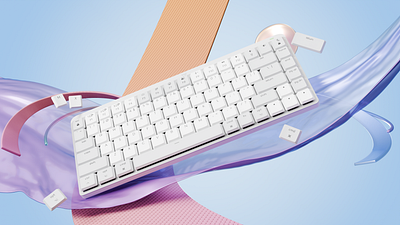 3D Abstract Keyboard Scene 3d 3d art abstract advertising blender branding c4d caustic cinema 4d colorful colourful cute glass graphic design low poly minimalist octane product refraction render