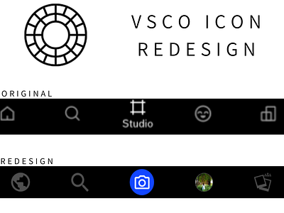 VSCO Icon Redesign active active state branding camera dark mode design designing graphic design home icon iconography inactive state photos redesign typography ui ui design ux ux design vsco