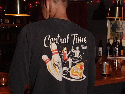 Central Time Social Club: Winter Merch 1950s 1960s apparel design bar bowling cocktail design graphic design illustration merch merch design mid century nostalgia nostalgic retro tavern tshirt type typography vector