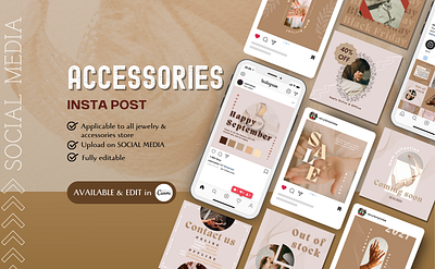 ACCESSORIES INSTAGRAM TEMPLATES accessories template brand identity branding canva template instagram template social media template template