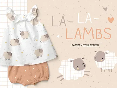 Kid's pattern collection with cute lambs baby baby collection baby pattern branding cute design fabric design illustration kids kids pattern lamb pastel seamless pattern sheep