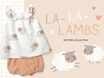 Kid's pattern collection with cute lambs baby baby collection baby pattern branding cute design fabric design illustration kids kids pattern lamb pastel seamless pattern sheep