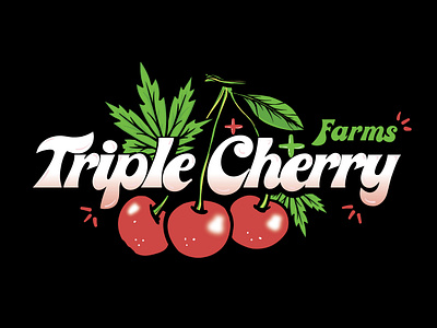 Tripple Cherry Farms Logo 🍒Cherrys With 🌿Cannabis🍃 cannabis cherry cherry farm cherry illustration leaf logo marijuana triple cherry weed