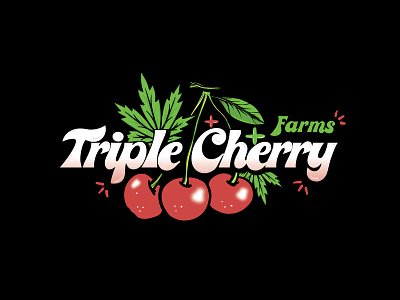Tripple Cherry Farms Logo 🍒Cherrys With 🌿Cannabis🍃 cannabis cherry cherry farm cherry illustration leaf logo marijuana triple cherry weed