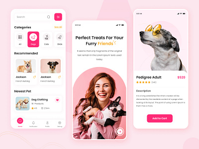 Pet Mobile App Design animal app cat app dog app mobile app pet mobile app ui uiux