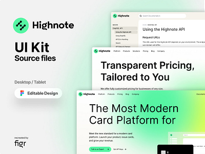 Design like Highnote with Figr's editable UI kit branding card design credita crads design editable figma finance free highnote kit product design template ui ui kit ui ux web app web design web template website