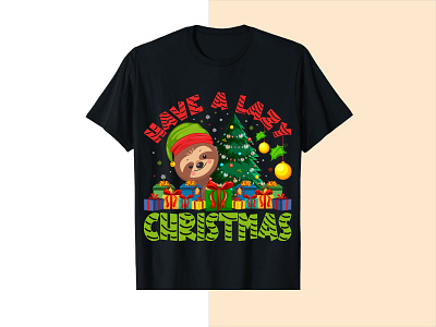 Sloth Merry Christmas T-shirt design christmas tshirt custom tshirt design graphic design sloth christmas t shirt tshirt design unique