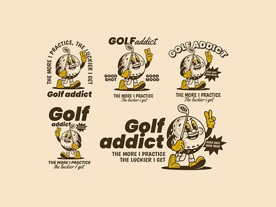 Golf addict mascot character adipra std adpr std golf character golf mascot golf t shirt illustration vintage art