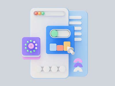 User Interface 3D Illustration 3d 3d illustration blender clay clay texture clean coloring elements greyscale illustration isometric lowpoly redshift texture ui design ui kit user interface web web design web elements