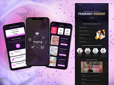 Pregnancy workout at home App landing page ui uxui web design website design