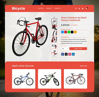 Bicycle eCommerce Product Page Design bicycle online store design ecommerce ui online bicycle store design product page design ui ui design