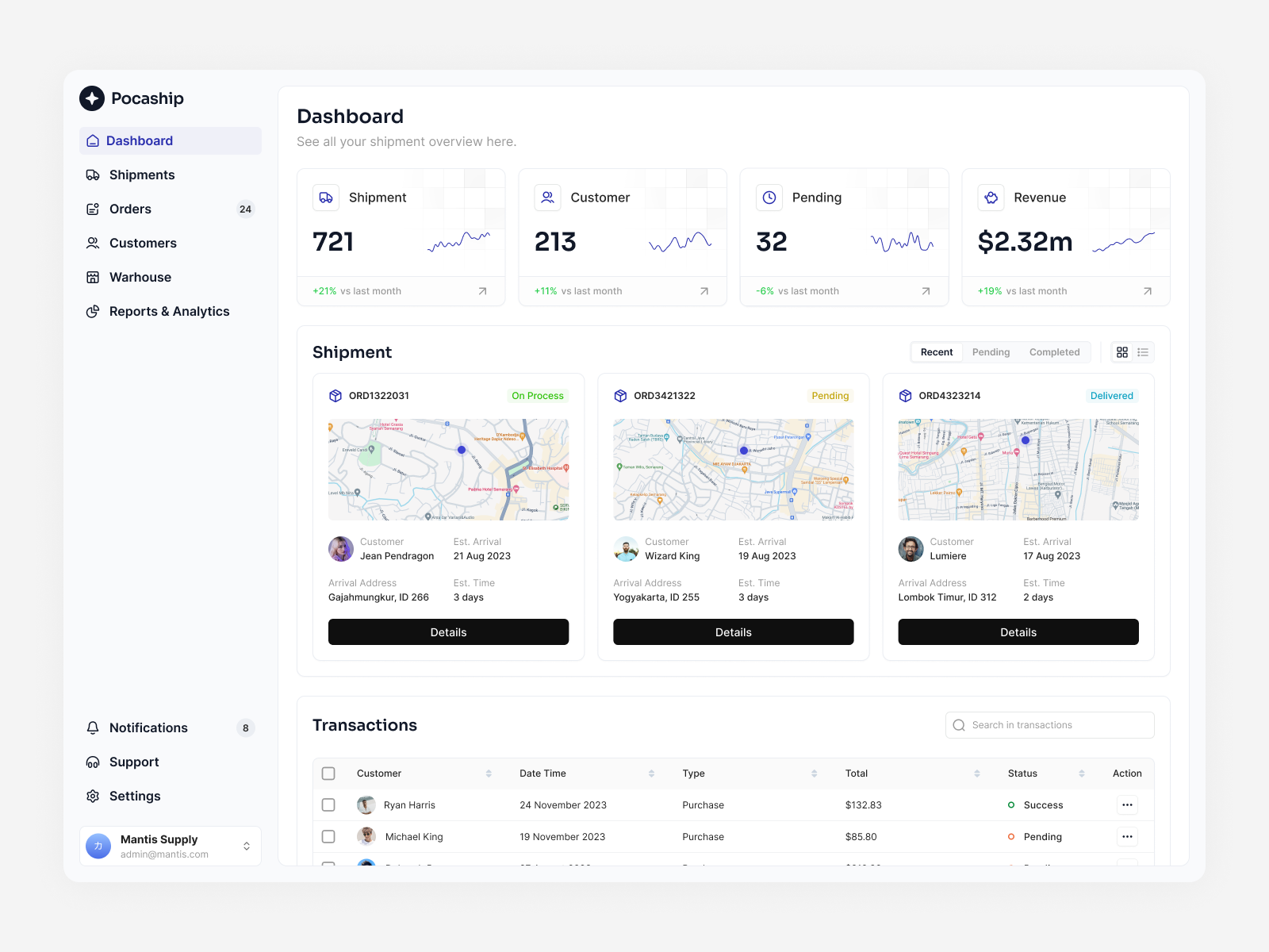 Pocaship - Shipment Dashboard 🚚 app dashboard dashboard design delivery delivery app design minimal shipment shipment app shipment dashboard track tracking app ui ux