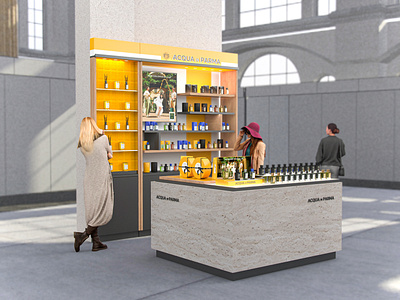 ACQUA di PARMA corner 3d 3d design acqua di parma corner posm design shop design