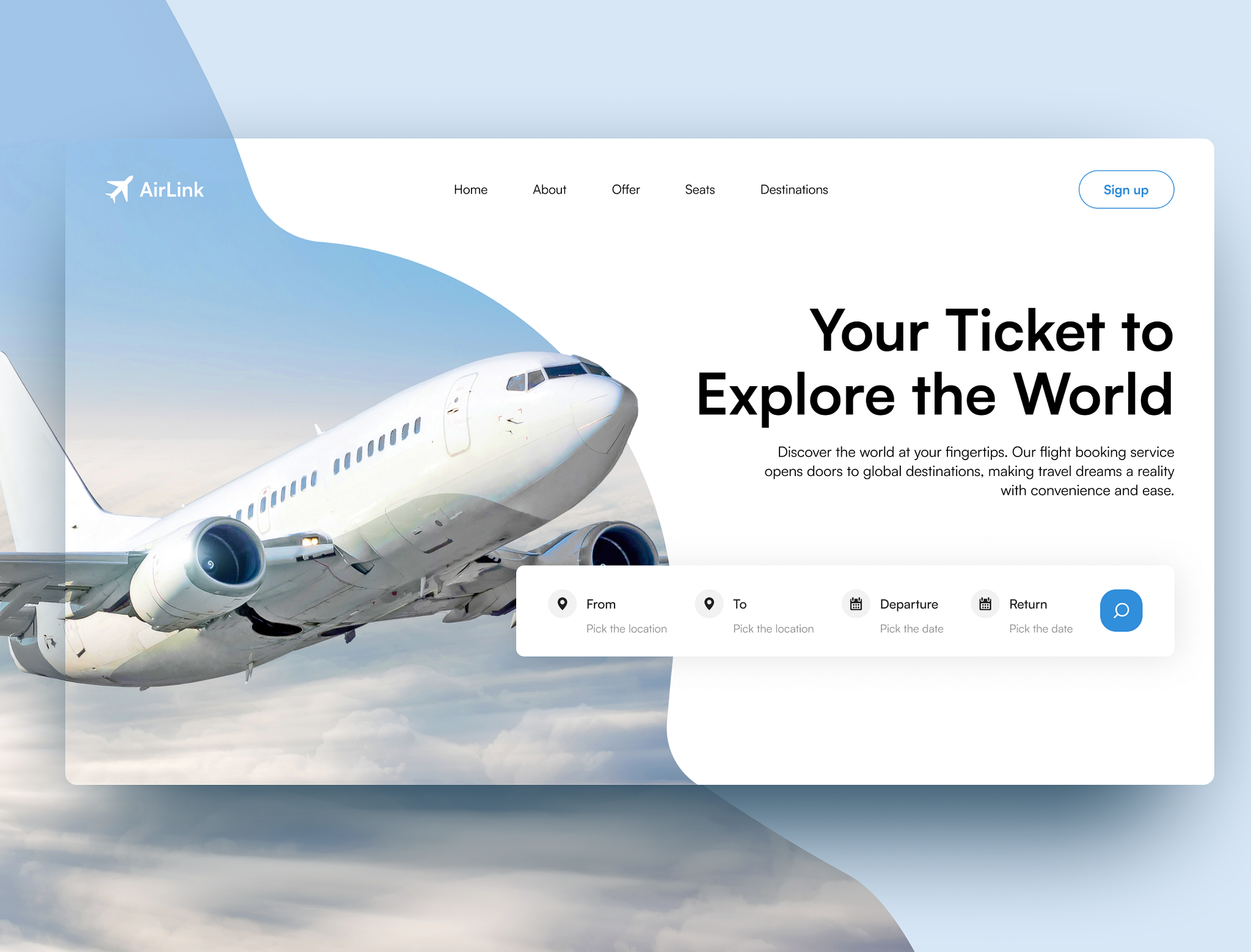 AirLink - Flight Booking Hero Section Figma Template by Ahmad S. Afandi ...