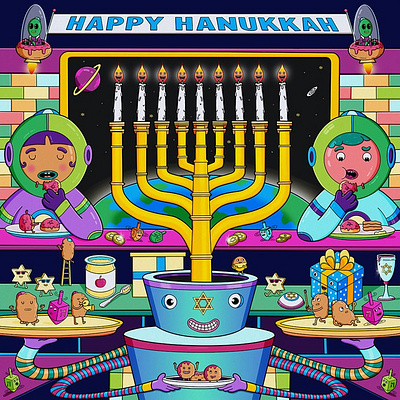 Hanukkah at Lush X Daniel Sulzberg beauty cartoon festival packaging space