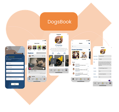 Dogsbook - a pet app adobe xd dogs dogsbook mobileappdesign petapp ui ux visualdesign