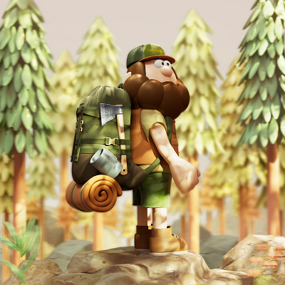 Lost in the woods 3d c4d camp camping character cinema4d forest outdoor wood