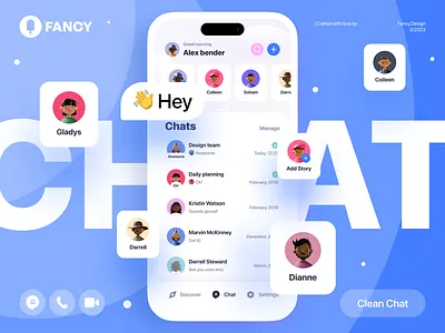 Clean Chat app (Mobile UX/UI) app app design branding chat clean concept dailyui dashboard design illustration messanger mobile mobile app design mobile design profile ui ui design ux design web design web mobile design