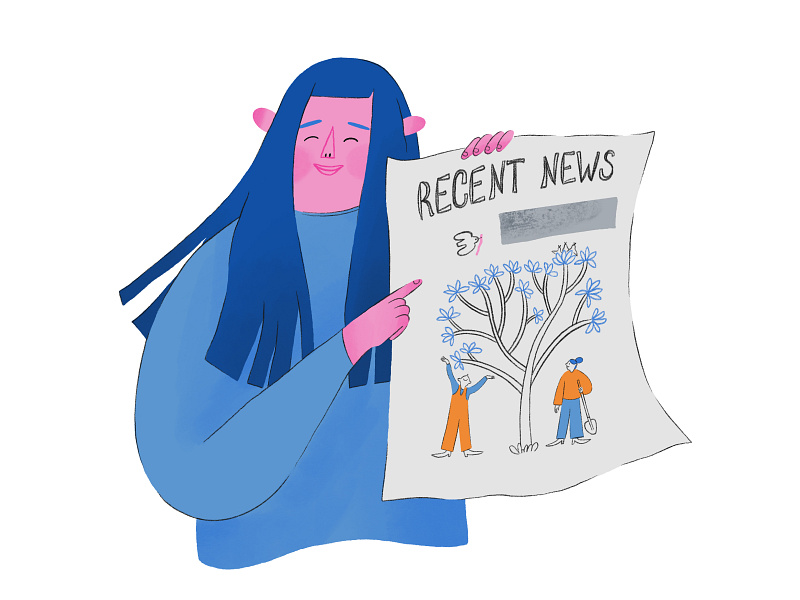 Editorial illustration for Medicinal Media blue character characterdesign collaboration good mood happiness illustration illustrator magazine news peace reading