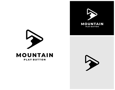 Mountain Adventure Play Button Media Logo adventure branding button creative design design logo graphic design hill illustration landscape logo logo design logos media mountain outdoor peak play play button video