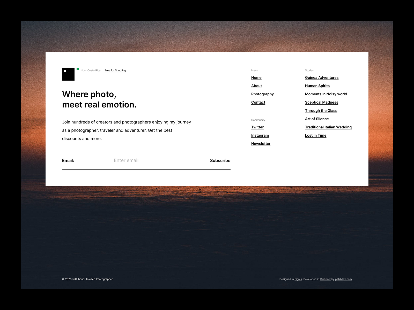 Photography Webflow Template by Petr Bilek on Dribbble Photography Webflow Template by Petr Bilek on Dribbble