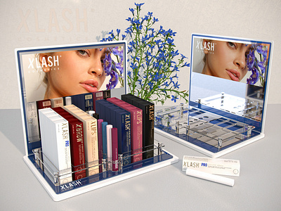 XLASH cosmetics POSM 3d branding mascara display posm design ui xlash cosmetics posm