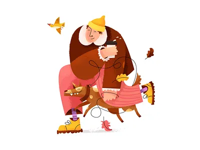 Walk 2d brush character design flat graphic design illustration illustrator