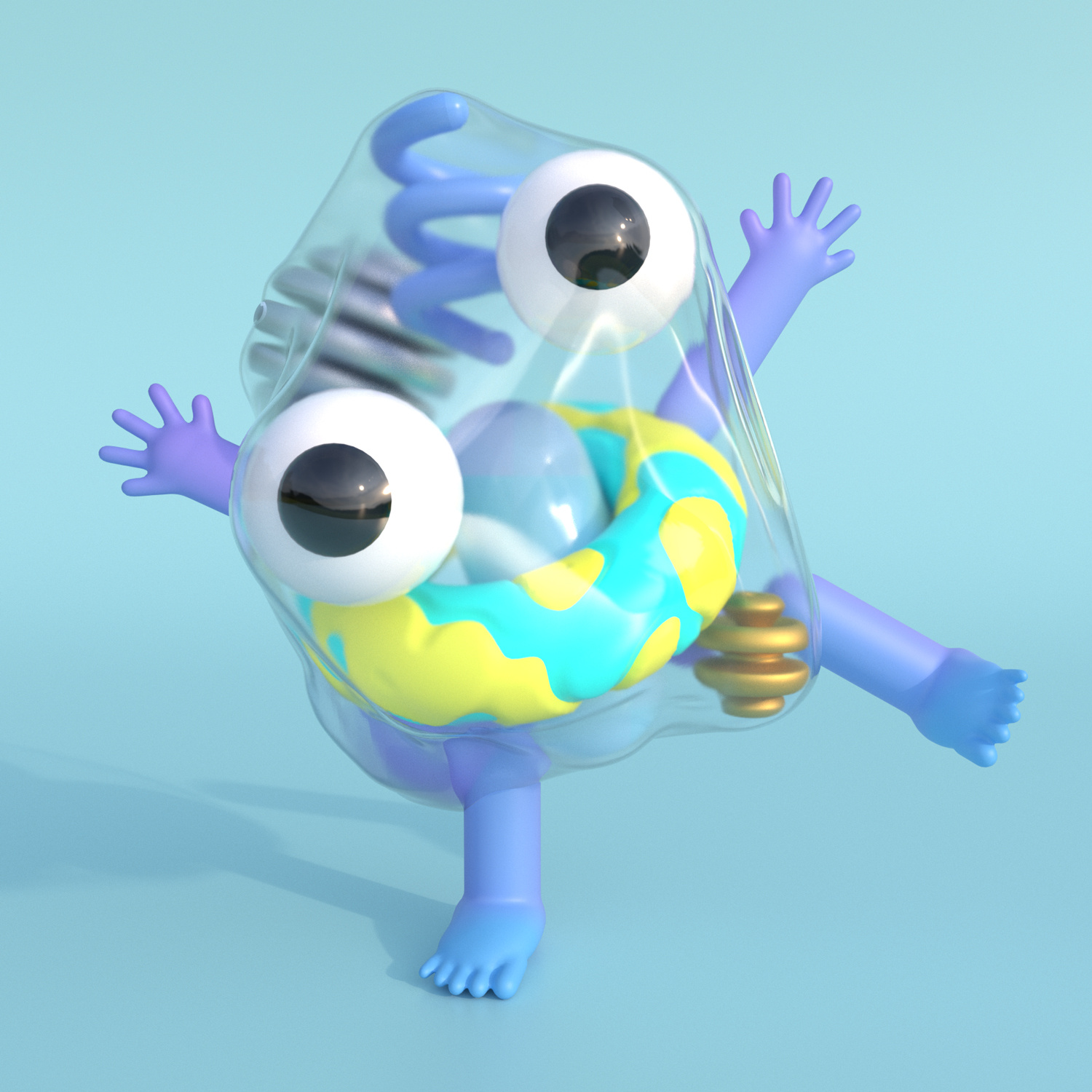 Abstract character Ⅱ💙🔵🔮🌀👀✨ 3d 3d character 3d illustration abstract blue c4d character character design cinema 4d eyes face graphic design happy humorous illustration