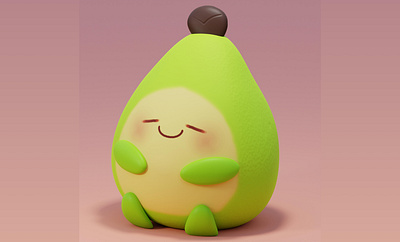 3D Fruit Cartoon Character Modeling Avocado character modeling