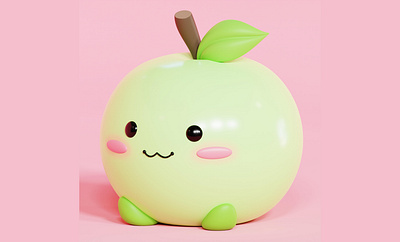 3D Fruit Cartoon Character Modeling Apple character modeling