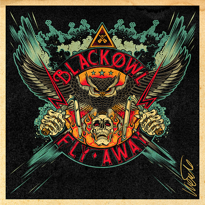 FLY AWAY cover album design digital art illustration nft skull