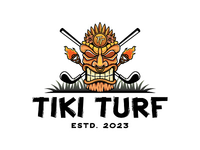 Tiki 🗿 Turf Logo branding graphic design hand drawn artwork illustration logo moai modern tiki tiki logo turf vector