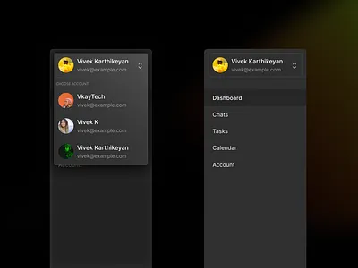 Account Switcher account app dark dropdown saas shadow switch switcher ui