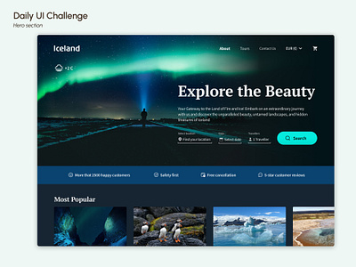 Daily UI Challenge/Hero Section hero section homepage tourism travel