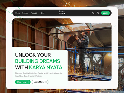 Karya Nyata ⚒-Landing Page Website architecture builder building company construction delivery ecommerce furniture interface landing page material online shop property service shop store ui uiux web web design