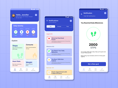 Fitness Tracker App UI/UX Design app design figma interaction design interface design ui uiux design user centric design user interface ux