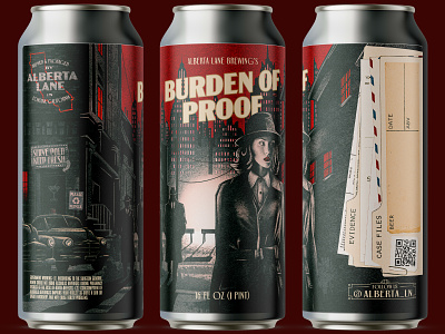 Burden of Proof 2d alcohol beer bottle branding brewery can deco detective film illustration label noir package packaging pint pulp retro tall