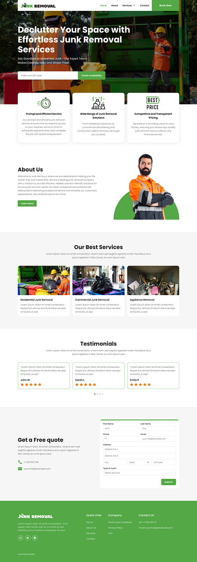Junk Removal Website ui