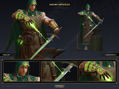 Smithy Artificer 2d art cgi character character design concept concept art digital 2d digital art fantasy game game art game of heroes gamepack illustration legendary mobile games sci fi