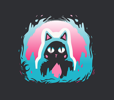 Magic Cat blue cat concept graphic design illustration kitten logo magic pink sorcerer vector wizard