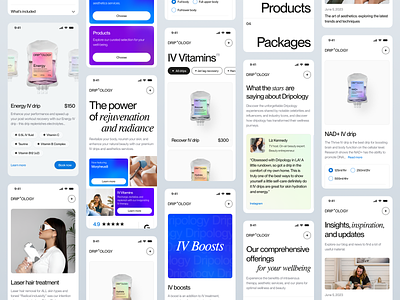 Dripology. Website Redesign. Mobile version banner beauty blue design fashion gradient medical medicine mobile product responsive reviews screen services typography ui ux