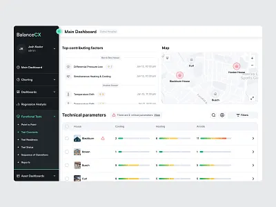 Main Dashboard with Map and Table List app branding buildings cloud system dashboard design desktop app equal facility ios map product design sidebar statistics system tracking table ui ux web app webdesgin