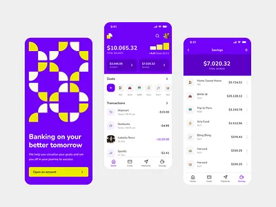Double Banking App app bank banking clean figma finance goal mobile money pattern saving vibrant