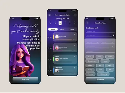 Mobile UX/UI Design for Task Management App animation app application design figma mobile mobile app site task task manager ui ui design user interface web design