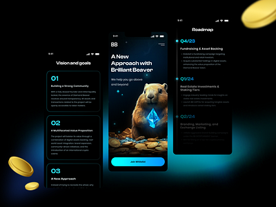 Brilliant Beaver crypto landing money ui