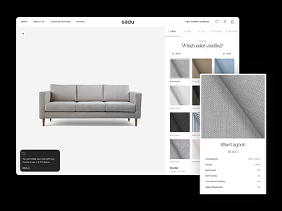 Sedu - Custom Sofa Flow branding custom custom sofa design ecommerce furniture logo shop shopify sofa store typography ui