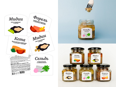 Preserves branding color design dribbble fish food graphic design icon illustration mussels preserves