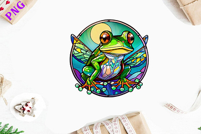 Stained Glass Frog Round Wind Spinner wind spinner template png