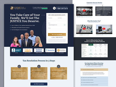 Landing Page Design for Tax Relief Agency finance company financial firm landing page tax agency tax firm web design